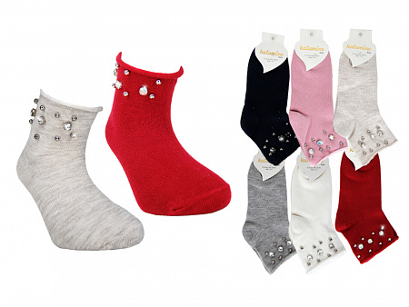 Носки со стразами и бусинами для девочки KATAMINO